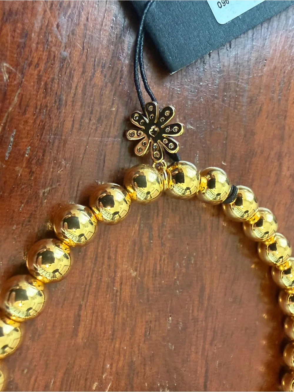 kate spade Gold Beaded Bracelet with Crystal Flower Charm